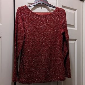 Jennifer Lopez Red and Silver Top perfect for Christmas party